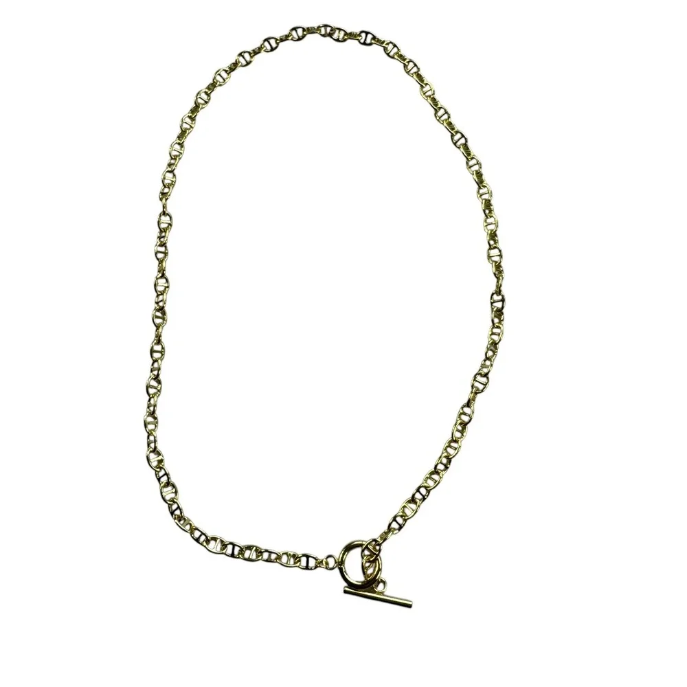 Sahira Jewelry Taylor Toggle Chain 16" Necklace 18k Gold Over Brass Minimalist - Picture 3 of 6